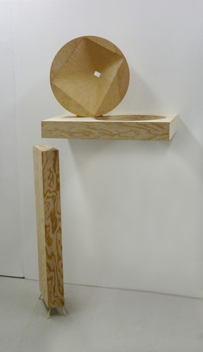 Apropos, 2012, Plywood, wood, paint. 64”x26”x-20”