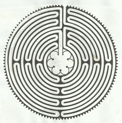 Plan of the labyrinth of Chartres Cathedral, Chartres, France. Research image.