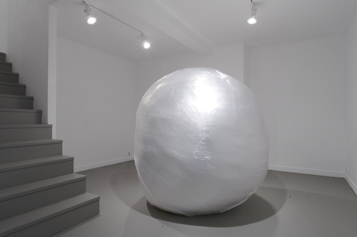 The more that is added, the less you can see (installation view of Speaking Badly About Stones), 2011, cling film. Photo courtesy of Michel Burez and Annet Gelink Gallery.
