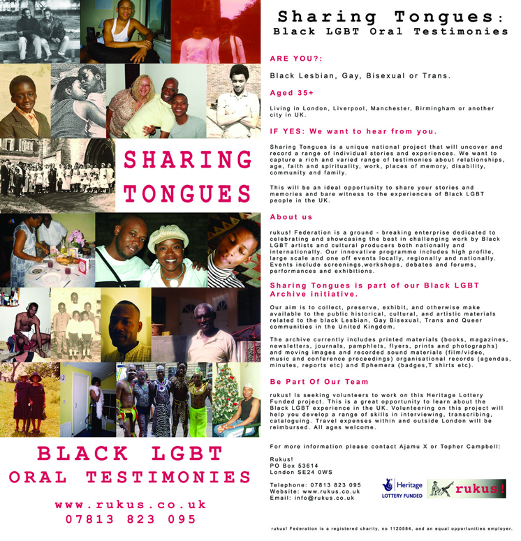 Sharing Tongues Flyer (front and back matter), 2008.