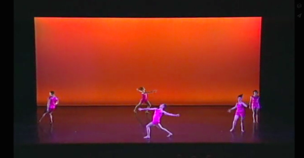 Screenshot from recording of Not-About-AIDS Dance, 1994. Image courtesy of Neil Greenberg and the Jerome Robbins Archive of the Recorded Moving Image of the Dance Collection of the NYPL.