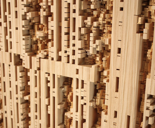 Procession 23 (detail), 2011, Pine wood, 60 x 20 inches. Courtesy the artist.