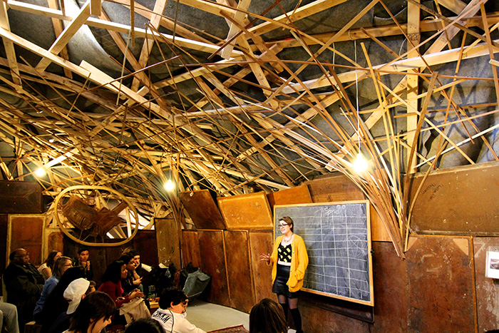 Fig. 6. John Preus, Interior of The Beast during moth-inspired story hour, a four part series on themes associated with The Beast. Image courtesy of the artist.