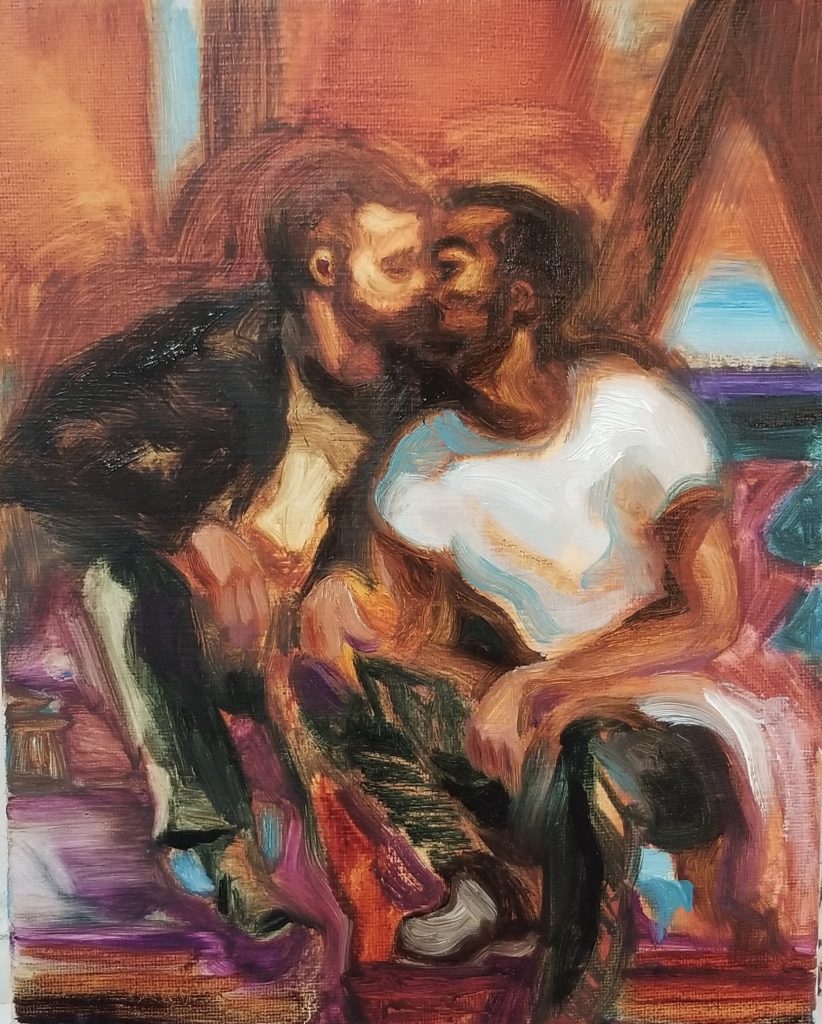  Nic Cooper, Kiss in Protest, 2021. Oil on canvas